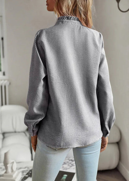 Damen Chiffon Bluse mit Rüschenkragen – Eleganter Alltagsstil für Büro & Freizeit