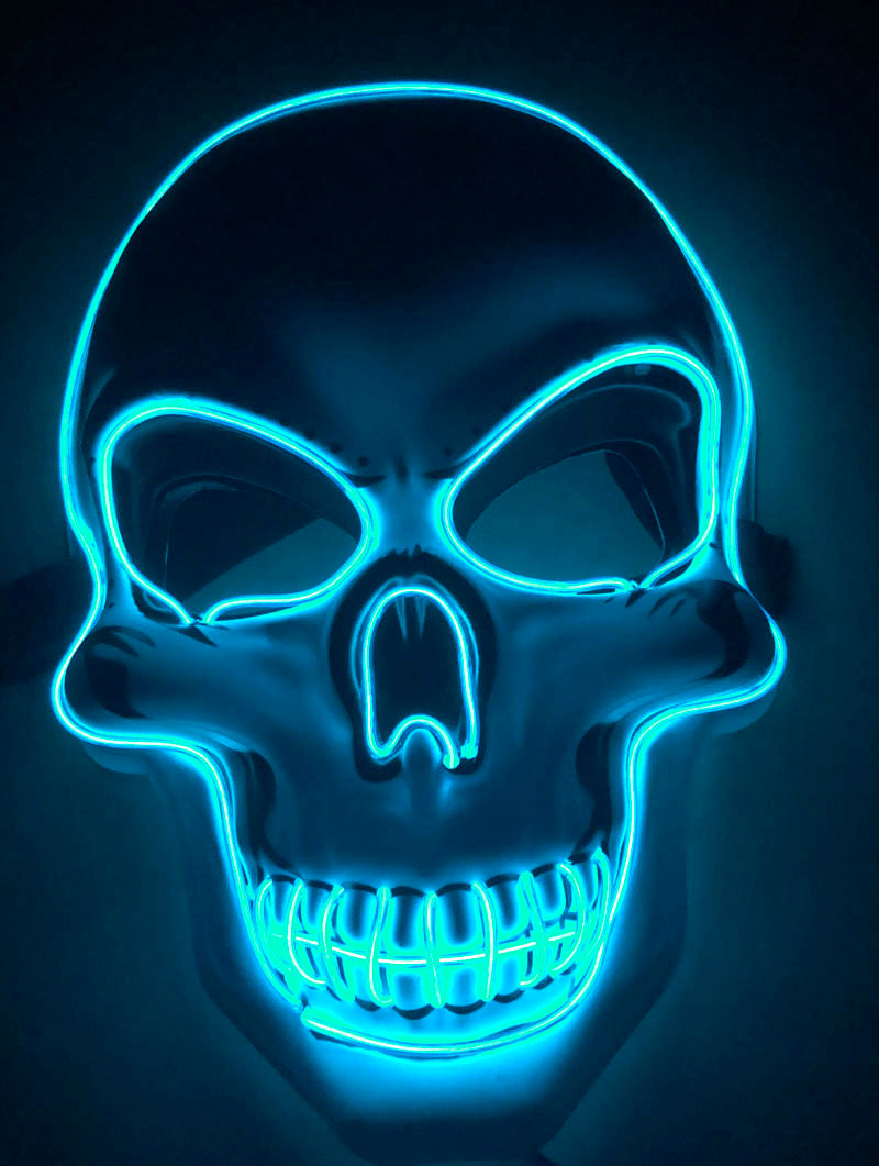 Halloween LED Leuchtende Totenkopfmaske für Erwachsene – Perfekte Grusel-Kostümmaske für Party & Deko