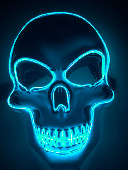 Halloween LED Leuchtende Totenkopfmaske für Erwachsene – Perfekte Grusel-Kostümmaske für Party & Deko