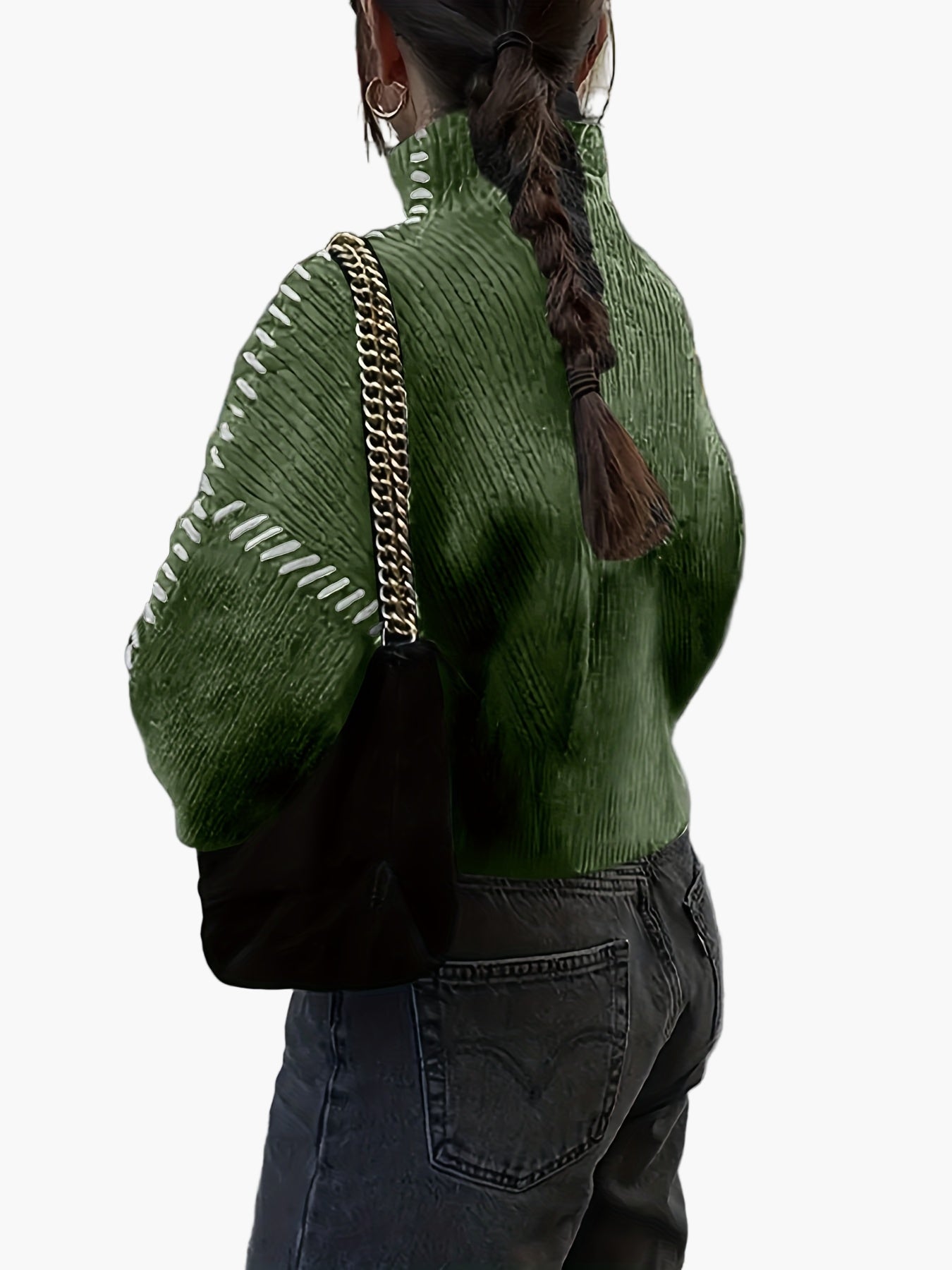 Damen Strickpullover im modernen Oversize-Design mit High Neck – Streetstyle Herbst/Winter