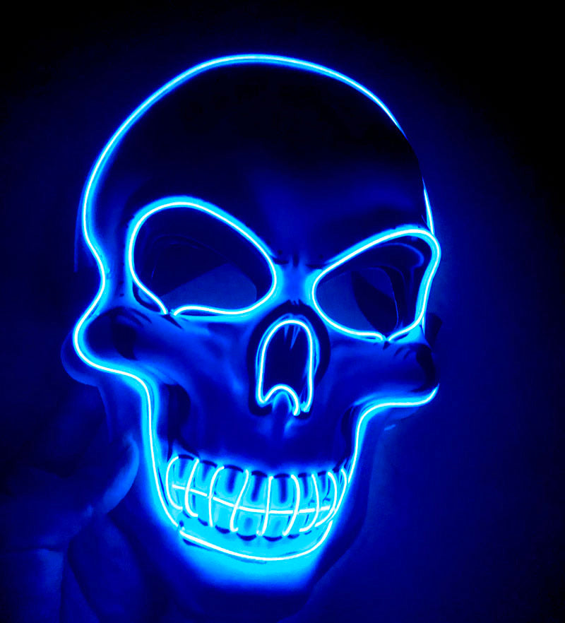 Halloween LED Leuchtende Totenkopfmaske für Erwachsene – Perfekte Grusel-Kostümmaske für Party & Deko