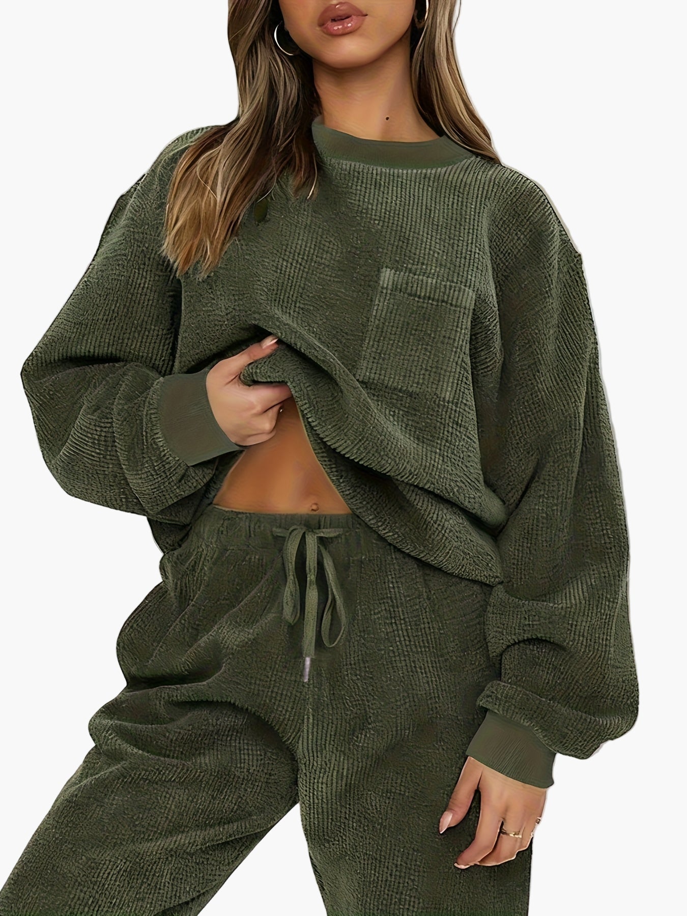 Damen Freizeit Lounge Set Zweiteiler, Oversize Pullover & Jogginghose – Bequemes Outfit für Zuhause & Freizeit