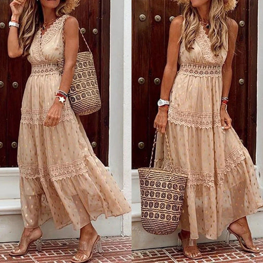 Leah – Ärmelloses Chiffonkleid mit tiefem V-Ausschnitt