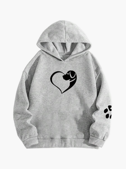 Damen Hoodie mit Hundemotiv Herz und Pfote – Tierfreund Geschenk, lässig und gemütlich