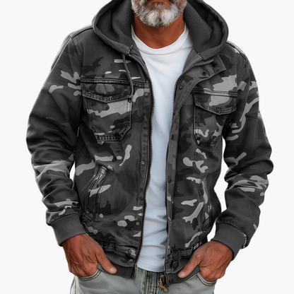 Herren Cargo-Jacke im Camouflage-Stil mit Kapuze – Outdoor & Urban Fashion