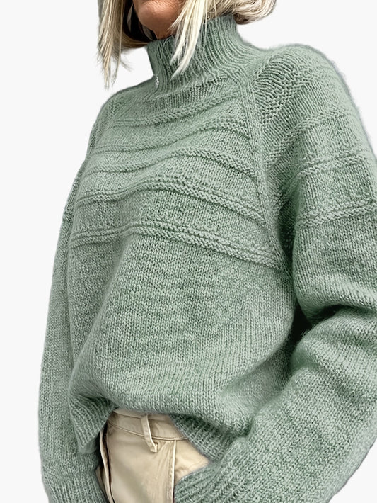 Damen Strickpullover mit hohem Kragen – Eleganter Winter- und Herbstpullover