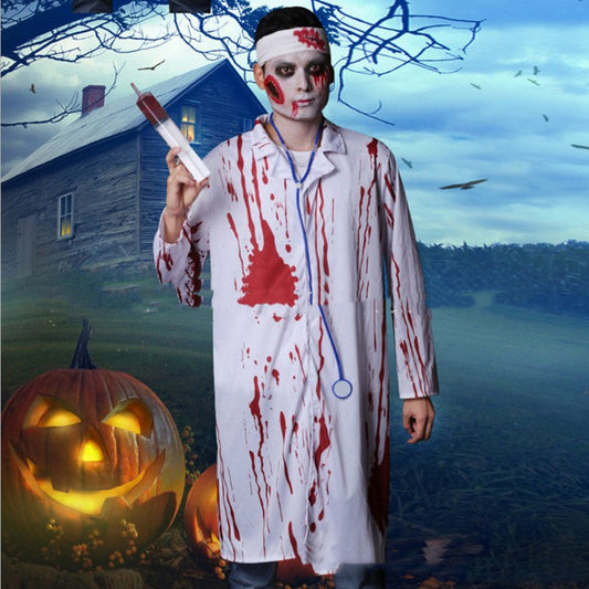 Halloween Herren Kostüm Blutiger Arzt – Gruseliges Arzt-Outfit für Halloween-Partys