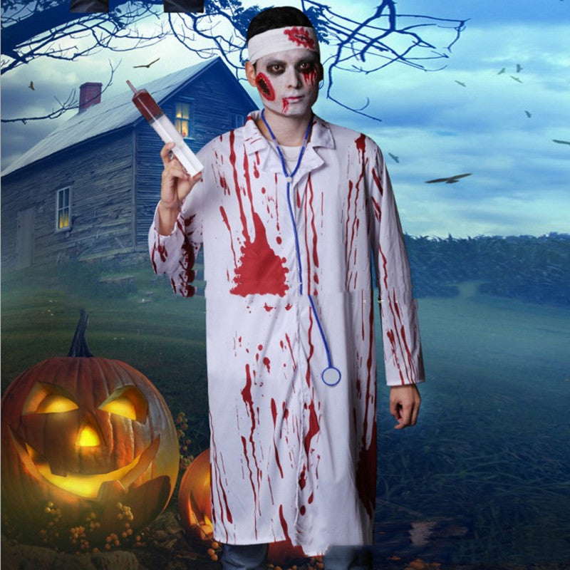Halloween Herren Kostüm Blutiger Arzt – Gruseliges Arzt-Outfit für Halloween-Partys