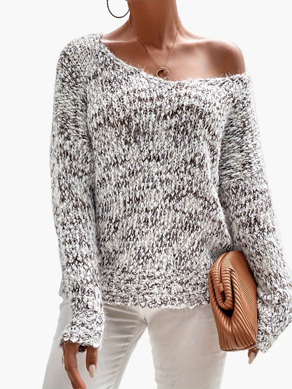 Damen Strickpullover im lässigen Off-Shoulder Look – Bequemer Winter Freizeitpullover
