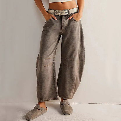 Damen Sommerhose – Weite High Waist Freizeithose mit geradem Bein für Büro oder Alltag