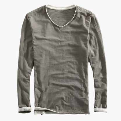Herren Longsleeve Layered Illusion – V-Ausschnitt, Slim Fit, Smart-Casual Look