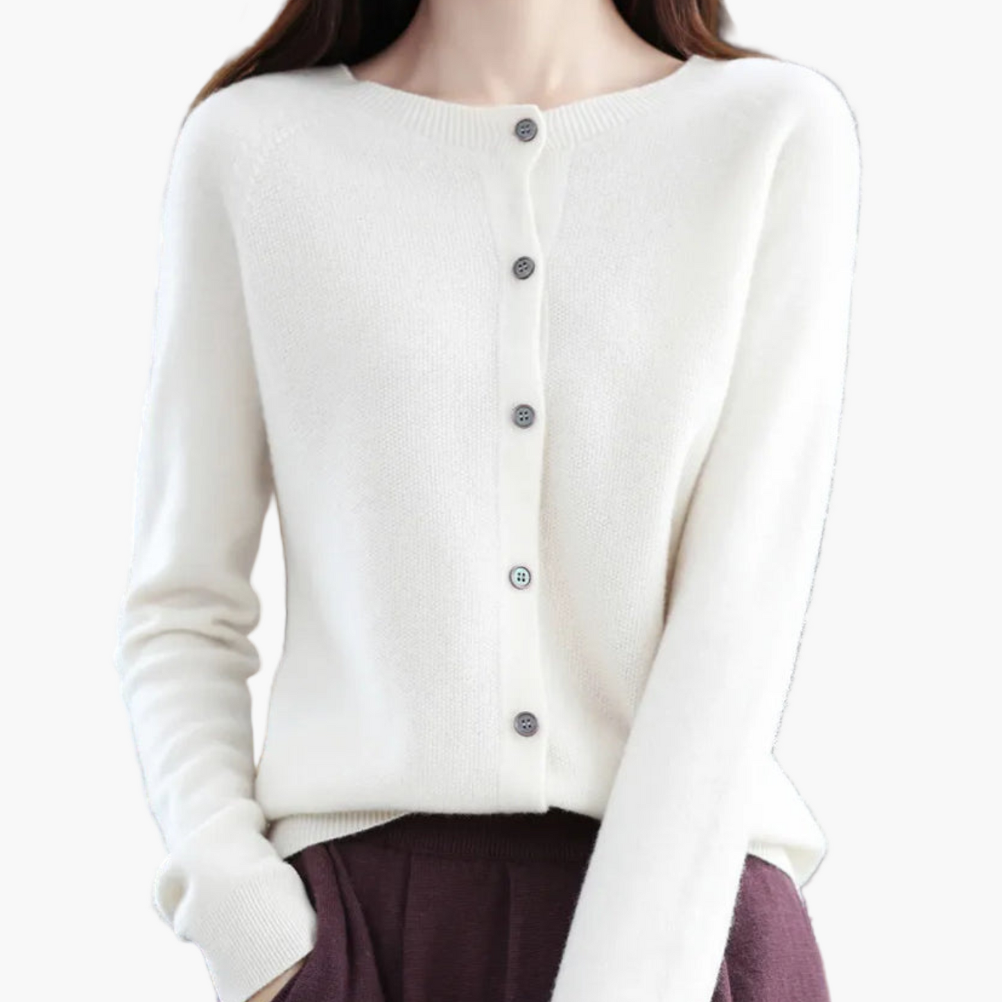 Damen Strickjacke im klassischen Stil – Eleganter Cardigan für Alltag und Büro