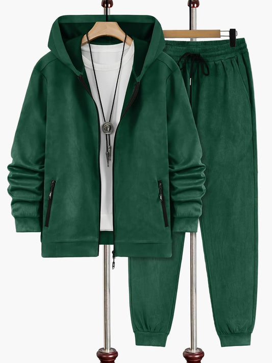 Herren Freizeit Trainingsanzug Set mit Kapuzenjacke und Jogginghose – Sportlicher Streetwear-Look für Alltag & Fitness