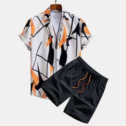 Herren Sommer Freizeit Set – Kurzarm Hemd und Shorts, Modernes Design, Ideal für Alltag & Urlaub