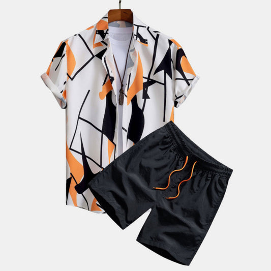 Herren Sommer Freizeit Set – Kurzarm Hemd und Shorts, Modernes Design, Ideal für Alltag & Urlaub