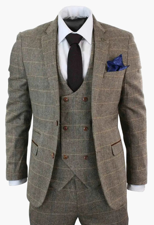 Herren Dreiteiliger Anzug Double Breasted – Klassischer Britischer Stil für Business & Events