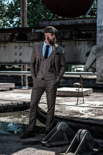 Herren Dreiteiliger Anzug Double Breasted – Klassischer Britischer Stil für Business & Events