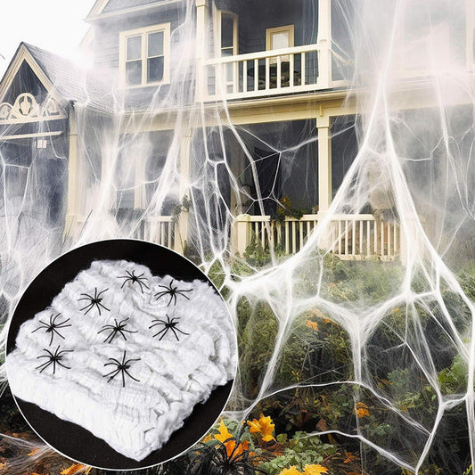 Halloween Spinnennetz Deko Set für Haus & Garten mit Spinnen – Gruselige Dekoration für Halloween-Partys und Trick-or-Treat