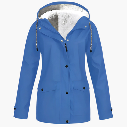 Damen Fleece Gefütterte Regenjacke für Winter Outdoor & Alltag, Winddicht Wasserdicht