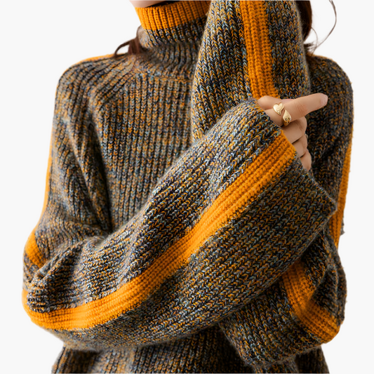 Damen Winter Strickpullover mit Rollkragen – Modischer Oversize-Pullover für stilvolle Wärme