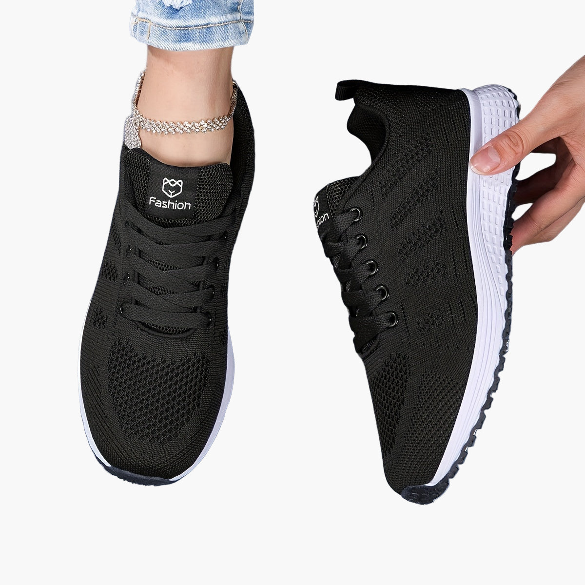 Damen Sportschuhe für Fitness und Alltag – Bequeme Sneaker mit atmungsaktivem Mesh und Schnürung
