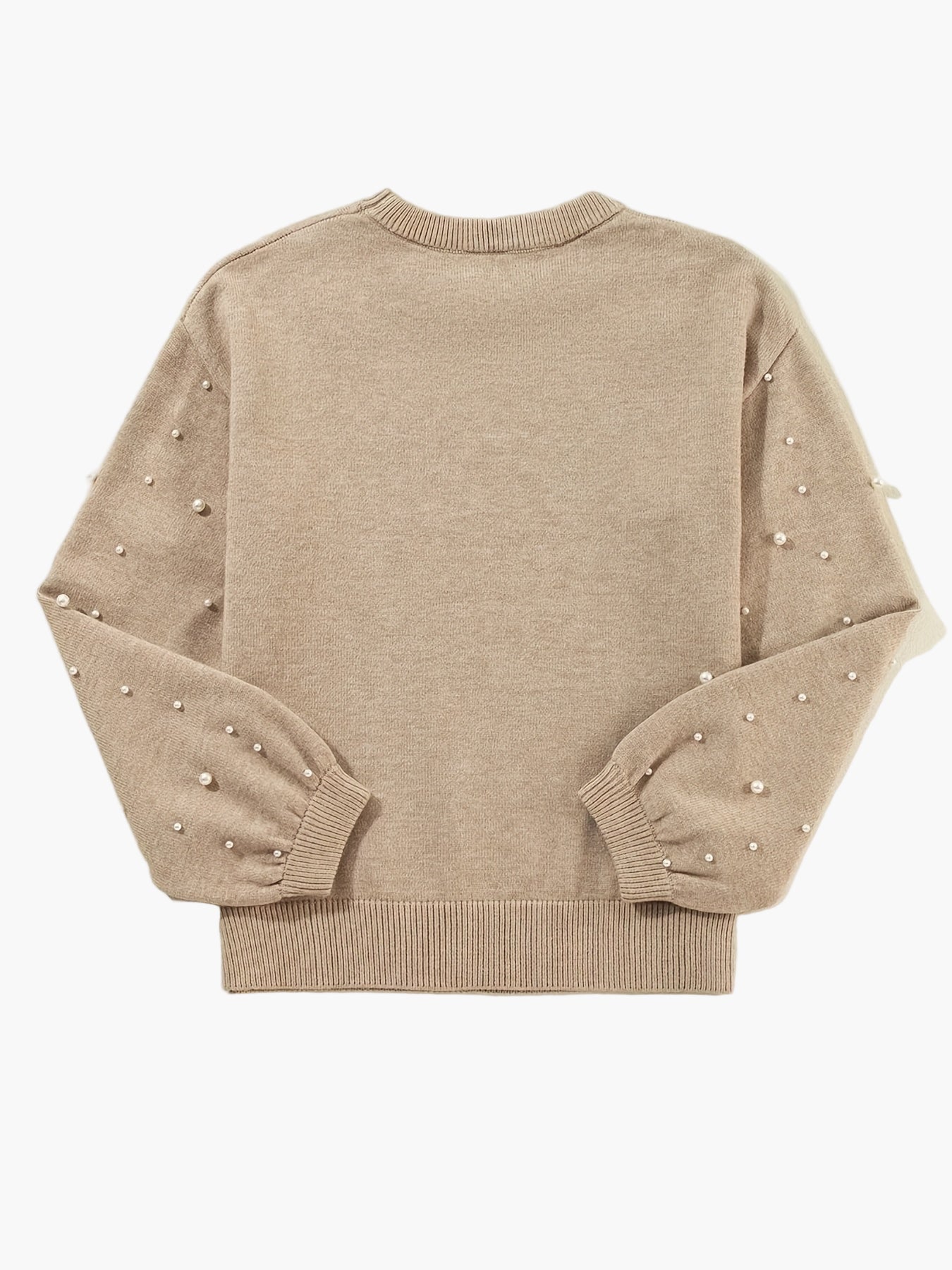 Damen Pullover Elegant Strickpullover mit Perlenbesatz und Rundhalsausschnitt – Modischer Freizeit-Look