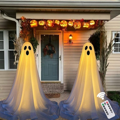 Halloween Deko Leuchtende Geister Figuren mit Hexenhut – Perfekt für Party, Haus & Garten