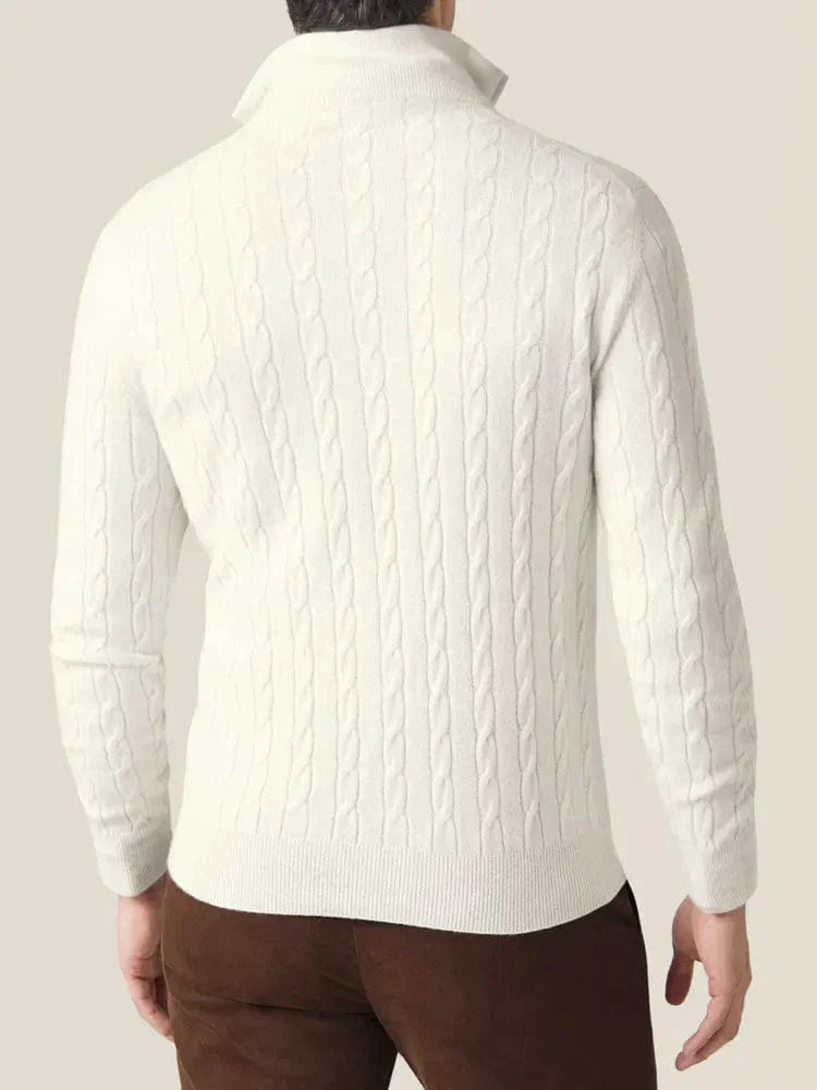 Herren Zopfmuster Pullover mit Reißverschluss – Klassischer Strickstil für Business & Freizeit