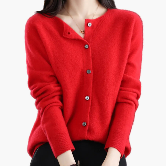 Damen Strickjacke im klassischen Stil – Eleganter Cardigan für Alltag und Büro