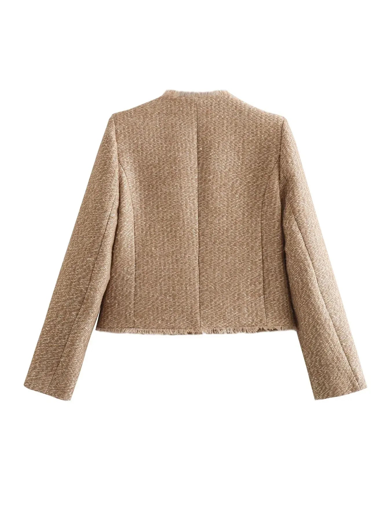Damen Tweed-Jacke im eleganten Slim-Fit-Stil für Alltag und Büro