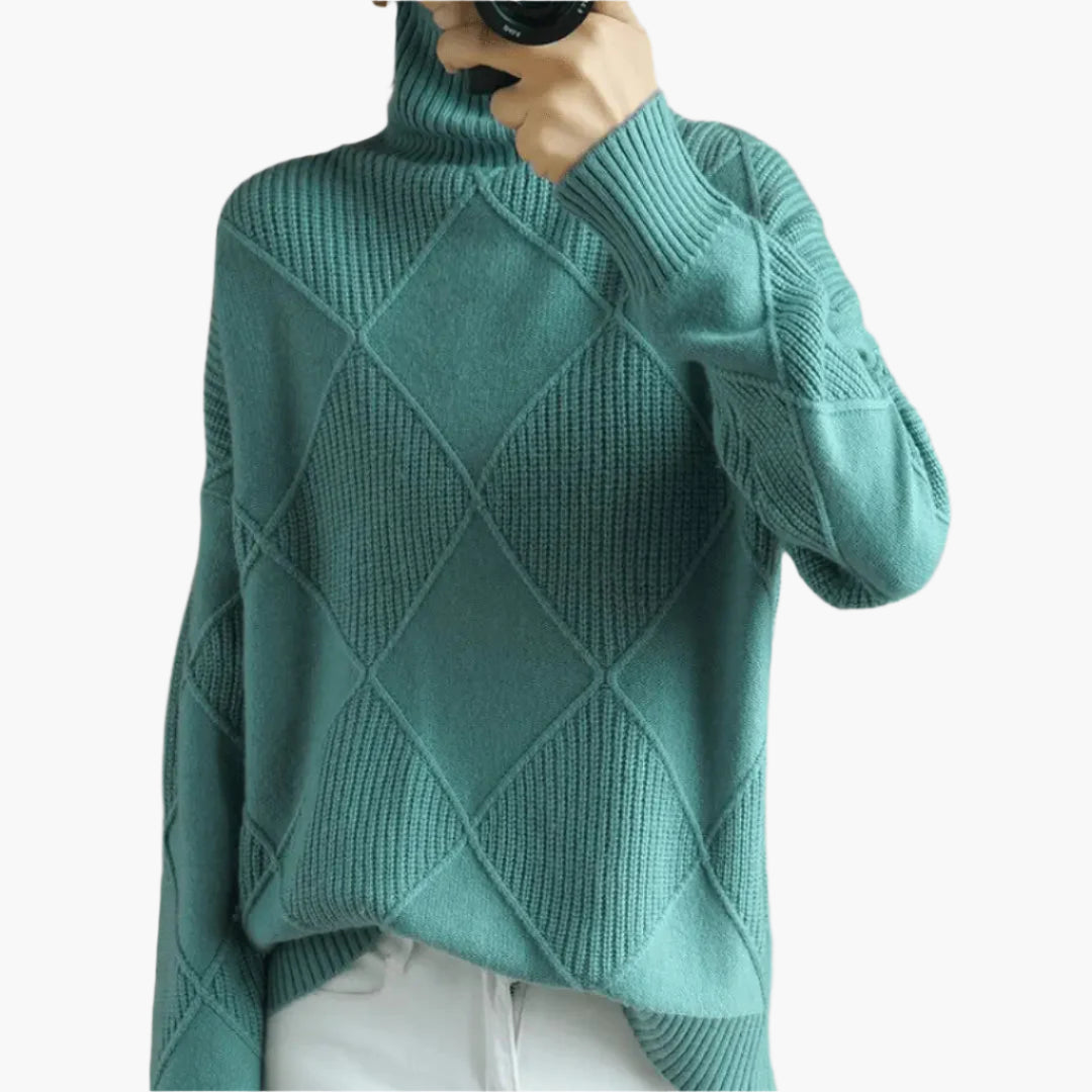 Damen Strickpullover mit Rautenmuster – Modischer Oversize-Pullover für Alltag und Büro