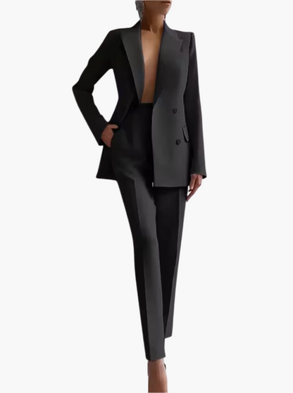 Damen Business Sommer Anzug Zweiteiler – Eleganter Blazer & Hohe Taille Hose für Büro und Alltag