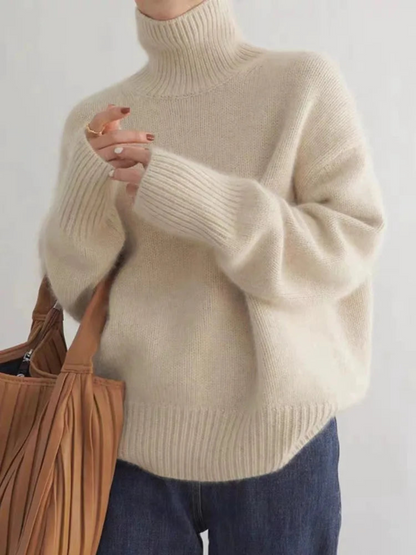 Damen Turtleneck Strickpullover – Moderner Oversized Look für Herbst & Winter