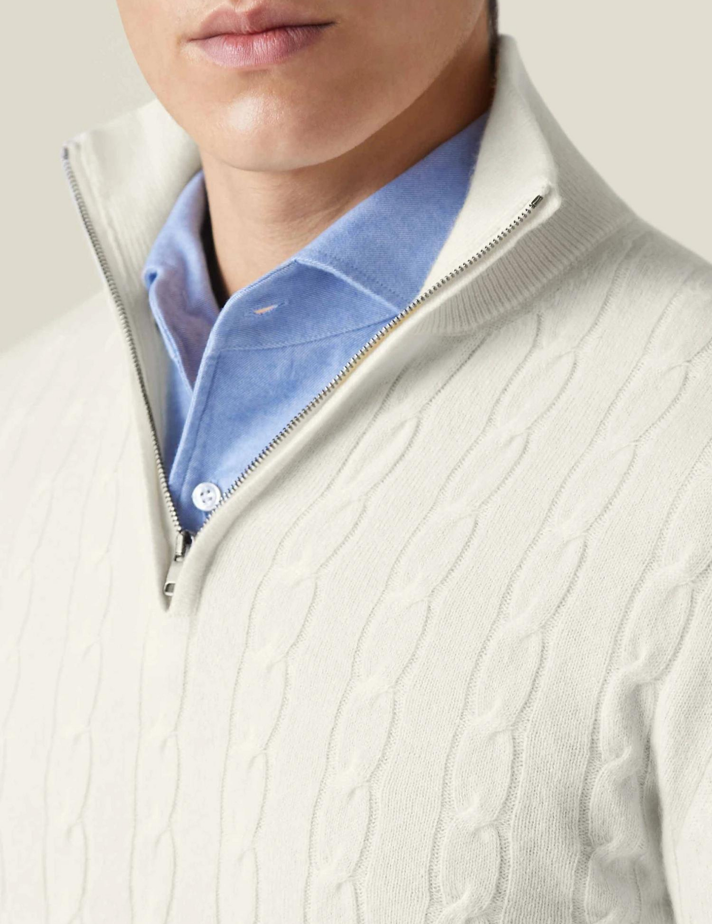 Herren Zopfmuster Pullover mit Reißverschluss – Klassischer Strickstil für Business & Freizeit