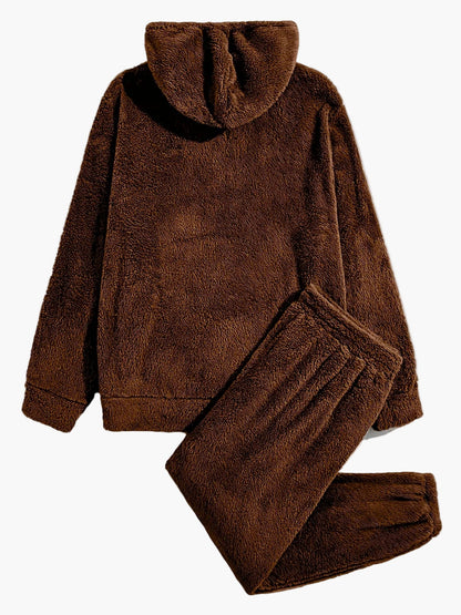 Herren Fleece Hausanzug Set Kapuzenpullover & Jogginghose – Kuscheliger Freizeit-Look für Herbst und Winter