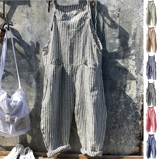 Joanne – Gestreifter Latzhosen-Jumpsuit mit Taschen für Frauen