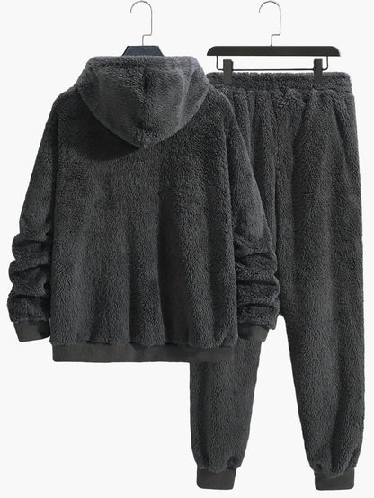 Herren Fleece Kapuzenpullover & Jogginghose Set – Bequemes Freizeit-Outfit für Herbst und Winter