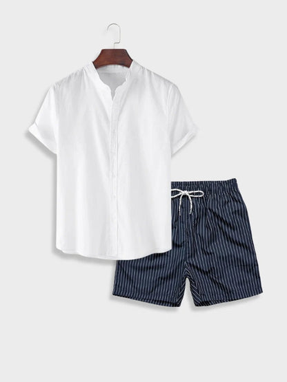 Herren Sommer Freizeit Set – Kurzarm Hemd und Shorts, Modernes Design, Ideal für Alltag & Urlaub