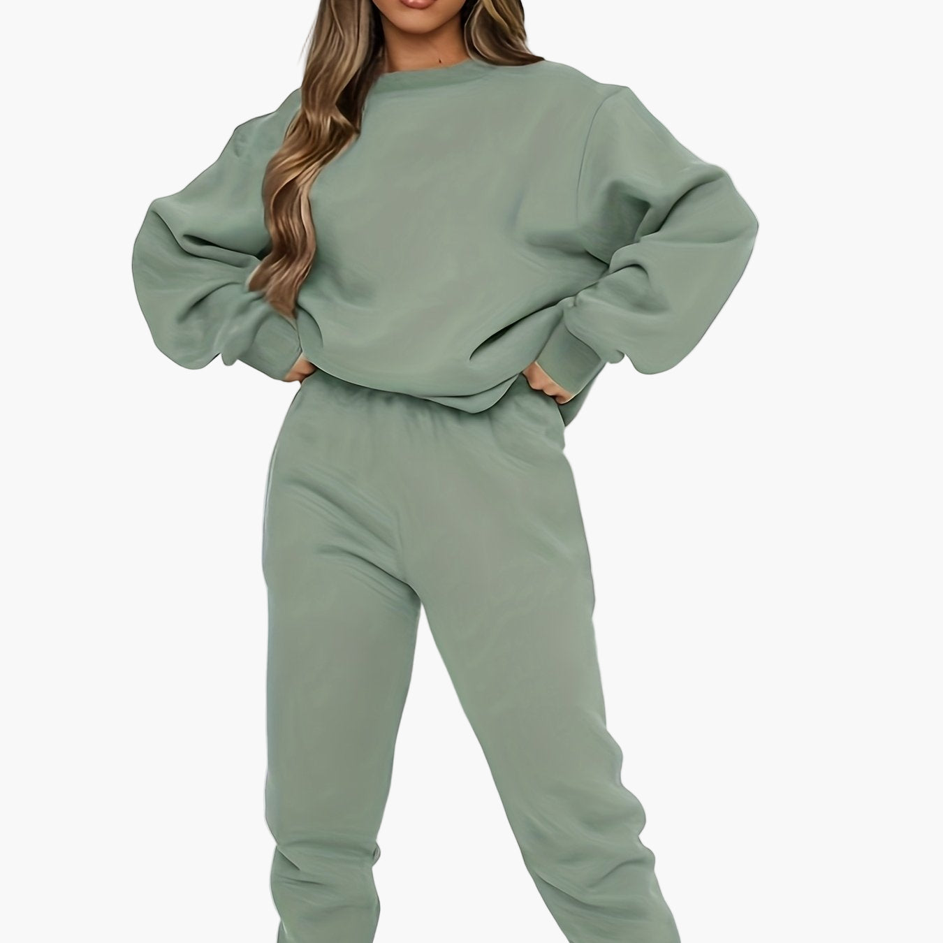 Damen Lounge-Anzug Zweiteiler – Bequemer Freizeitanzug mit Sweatshirt und Jogginghose, eleganter Streetwear-Style
