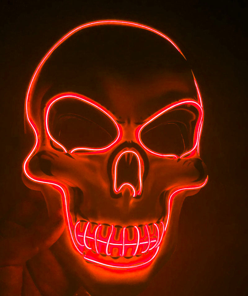 Halloween LED Leuchtende Totenkopfmaske für Erwachsene – Perfekte Grusel-Kostümmaske für Party & Deko