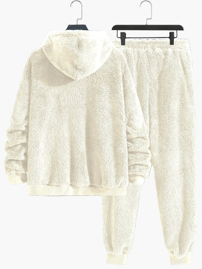 Herren Fleece Kapuzenpullover & Jogginghose Set – Bequemes Freizeit-Outfit für Herbst und Winter