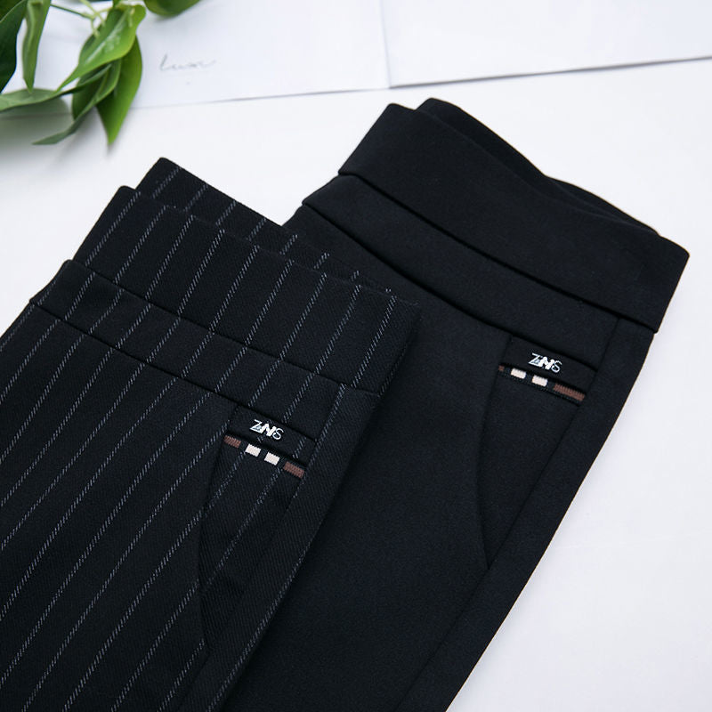Imogen – Elastische Damenhose mit hohem Bund und Streifenmuster