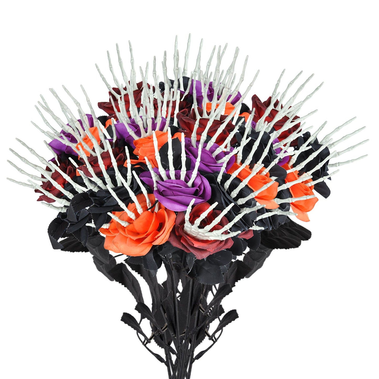 Halloween Dekoration Kunstrosen mit Skelett-Hand – Gruselige Blumen für Party & Tischdeko