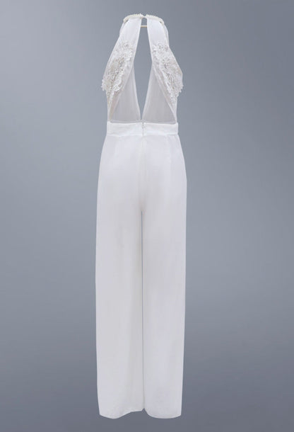 Kathryn – Tiefer V-Ausschnitt Halter Jumpsuit