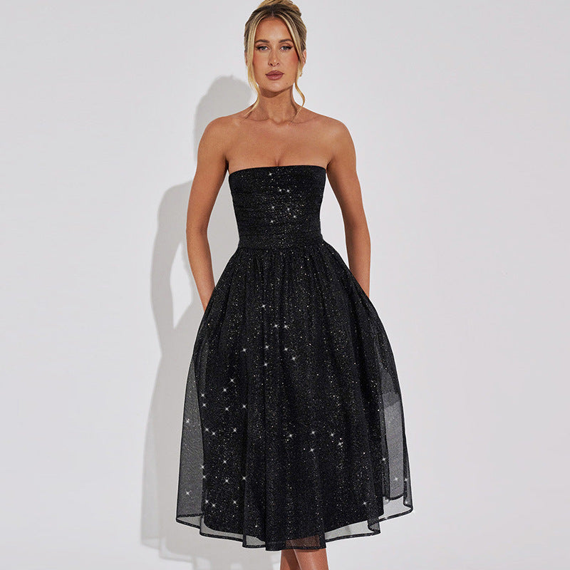 Amelia – Elegantes Damenkleid mit Pailletten und Doppellagigem Design