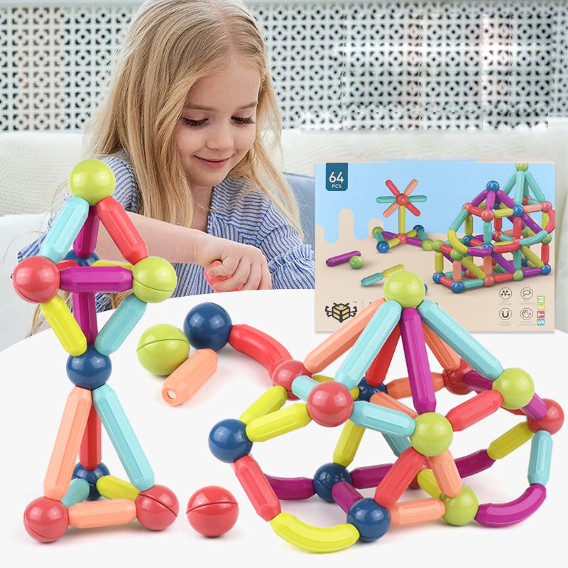 Magnetische Konstruktionsspielzeug Bausteine für Kinder – Kreatives Lernspielzeug, Magnetbaukasten, Jungen & Mädchen
