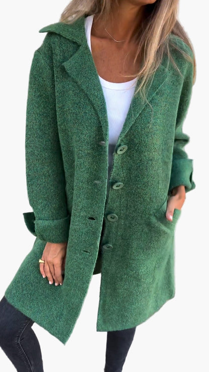Damen Langer Casual Mantel mit Aufschlägen – Moderner Alltags- und Business-Look