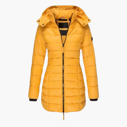 Damen Winter-Steppmantel mit Kapuze – Gefütterter eleganter Outdoor-Mantel für Herbst & Winter