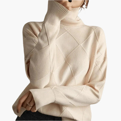 Damen Strickpullover mit Rautenmuster – Modischer Oversize-Pullover für Alltag und Büro