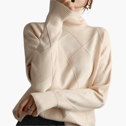 Damen Strickpullover im modernen Rautenmuster – Stilvoller Freizeitpulli für Alltag und Büro